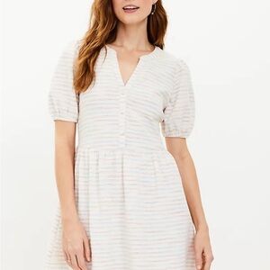 LOFT White Striped Midi Dress